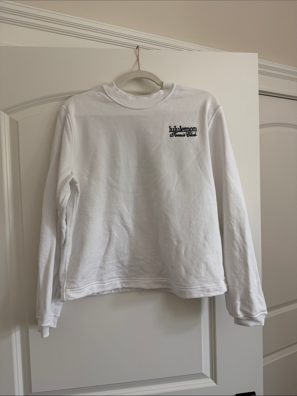 lululemon athletica White Crewneck Sweatshirt with Script Logo